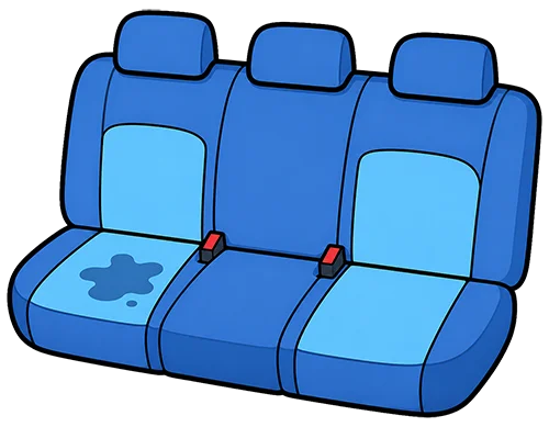 Spot Cleaning Seat in Back Row of Car Graphic