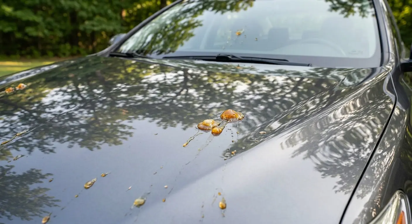 tree sap on car hood